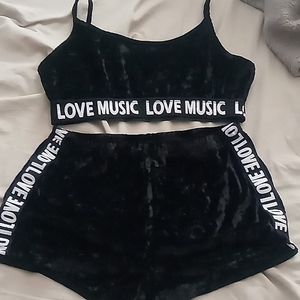 Velvet matching two piece lounge set